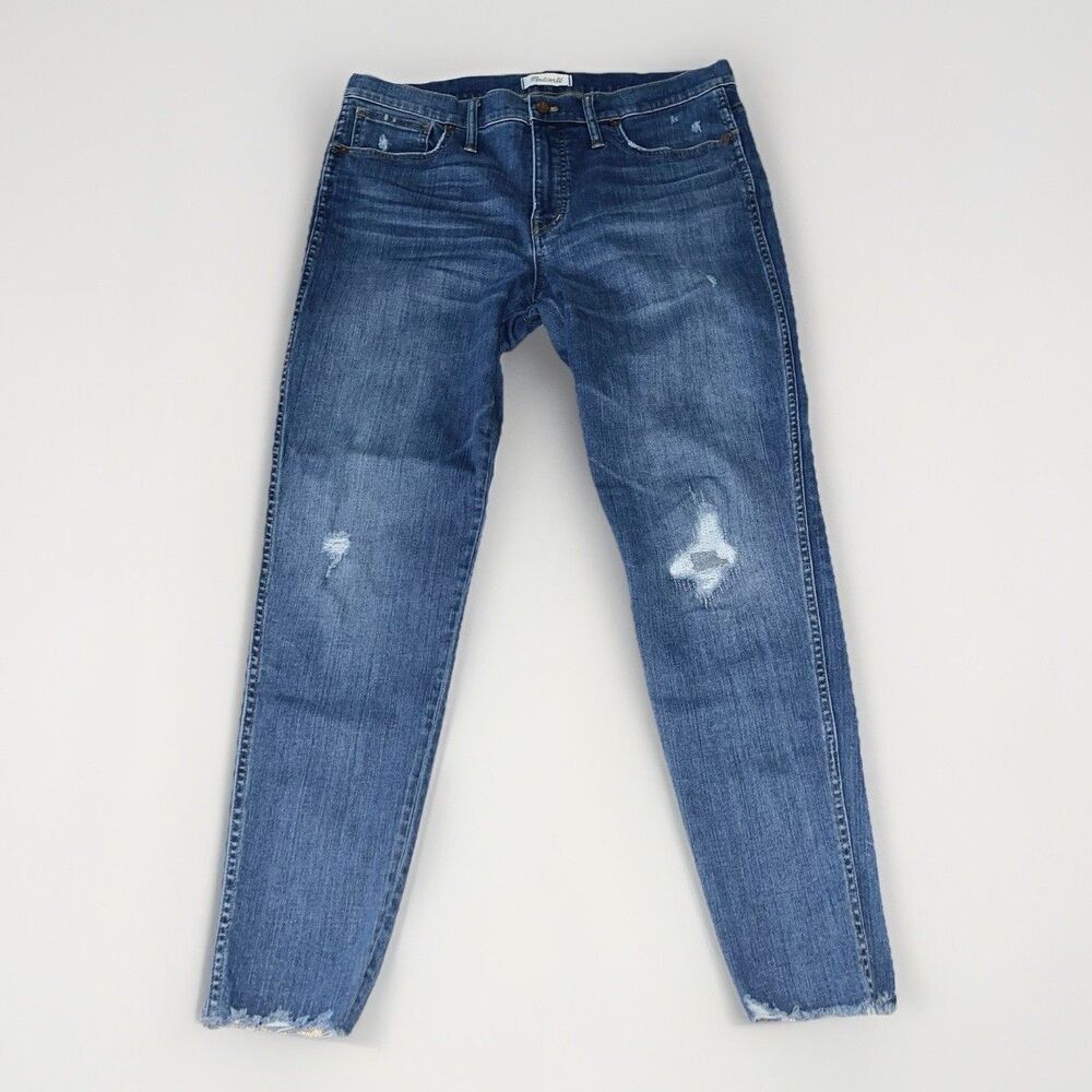 Madewell Jeans Womens Size 32 High Rise Raw Hem Medium Blue Wash Denim